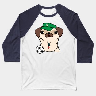 Pug Playing Soccer Baseball T-Shirt